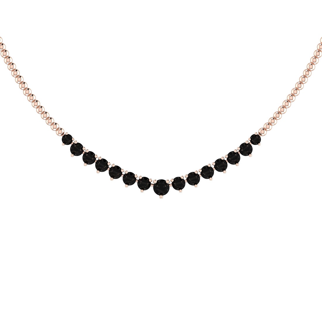 1.06 Ctw i2/i3 Treated Fancy Black Diamond 14K Rose Gold Necklace: Center Diamond Weight : 1.06 Ctw ( Round cut) Center Diamond Color : Treated Fancy Black Dimaond Center Clarity : i2/i3 Center Stone Setting : Prong Metal Weight : Approx 13.00 Gram 14K Rose Gold Ladi