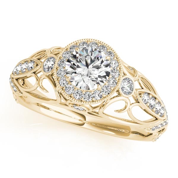 CERTIFIED 18K YELLOW GOLD 1.20 CTW J-K/VS-SI1 DIAMOND HALO ENGAGEMENT RING (1 of 1)