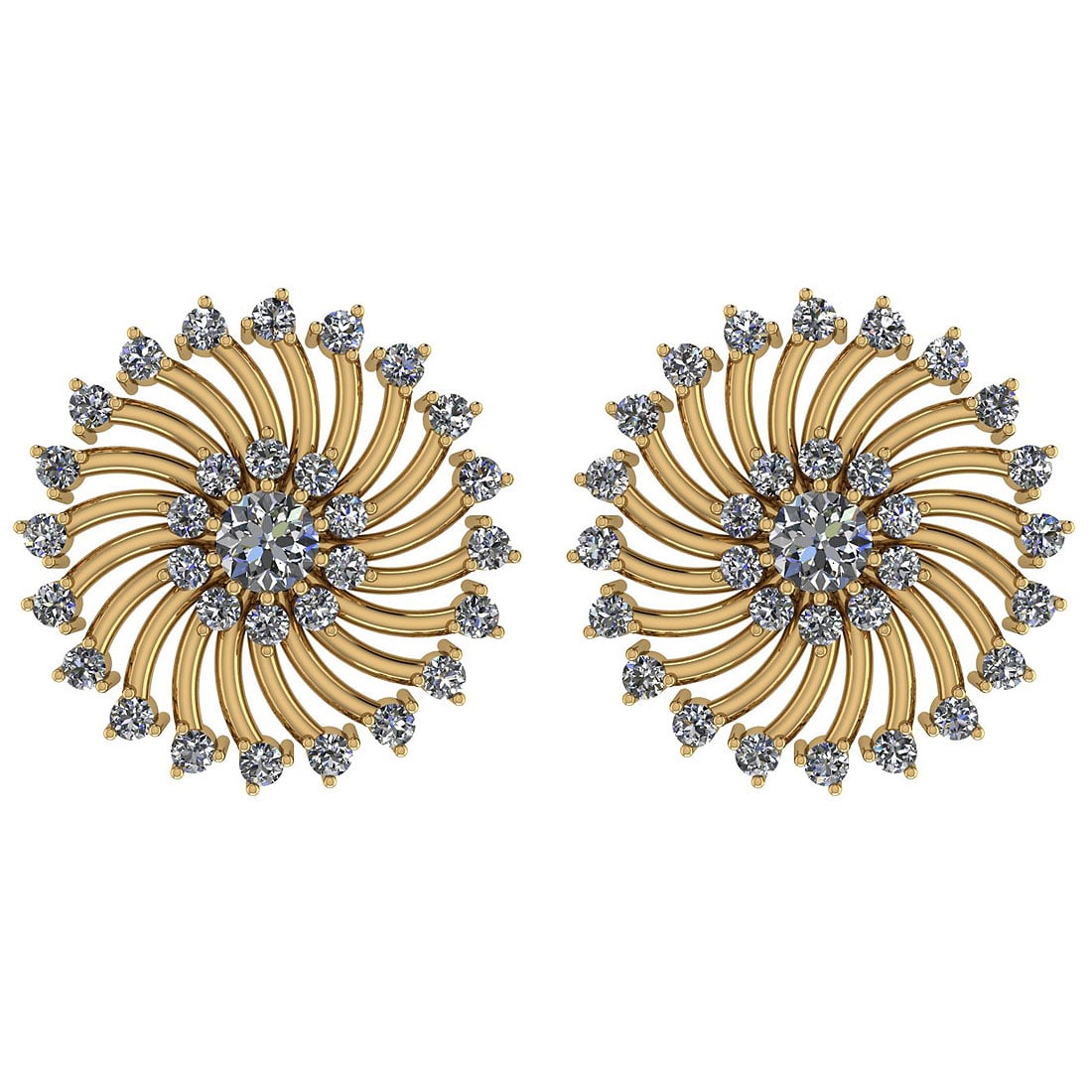 0.80 Ctw SI2/I1 Diamond 14K Yellow Gold Stud Earring: Center Stone Weight : 0.20 Ctw (Round Cut ) Center Stone Color : J-K Stone Clarity : SI2/I1 Center Stone Setting : Prong Side Stone (60 Psc Round Cut Diamond) Weight Of Ctw 0.60 Ctw Side Stone Color :