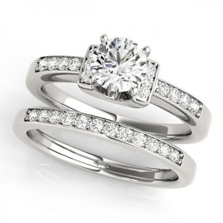 CERTIFIED 18KT WHITE GOLD 1.12 CTW J-K/VS-SI1 DIAMOND BRIDAL SET (1 of 1)