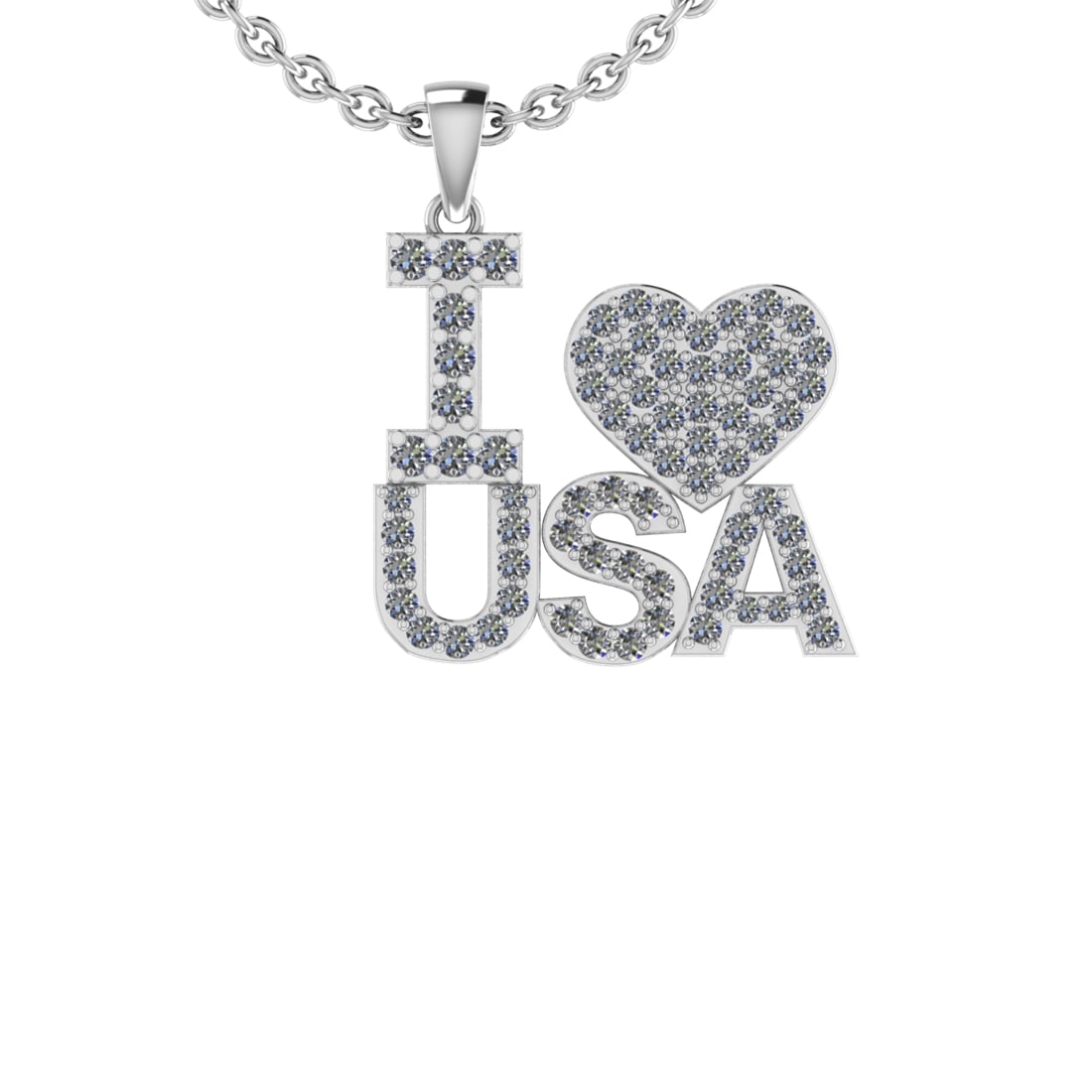 2.26 Ctw SI2/I1 Diamond 14K White Gold Express Your Country Love Necklace (1 of 1)