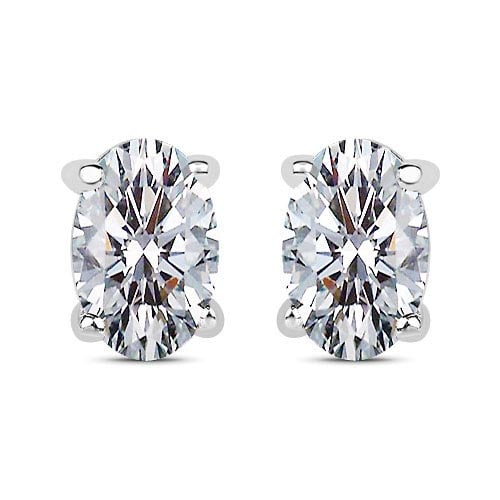 Certified 1.00 CTW Oval Diamond 14K White Gold Earring: Total Weight Of 2 Pcs. 1.00 CTW Oval Center Stone Clarity: SI2-I1 Center Stone Color G-H : White Diamond Stone Setting ; Prong 14K White Gold Earring #PAPPS92284v5
