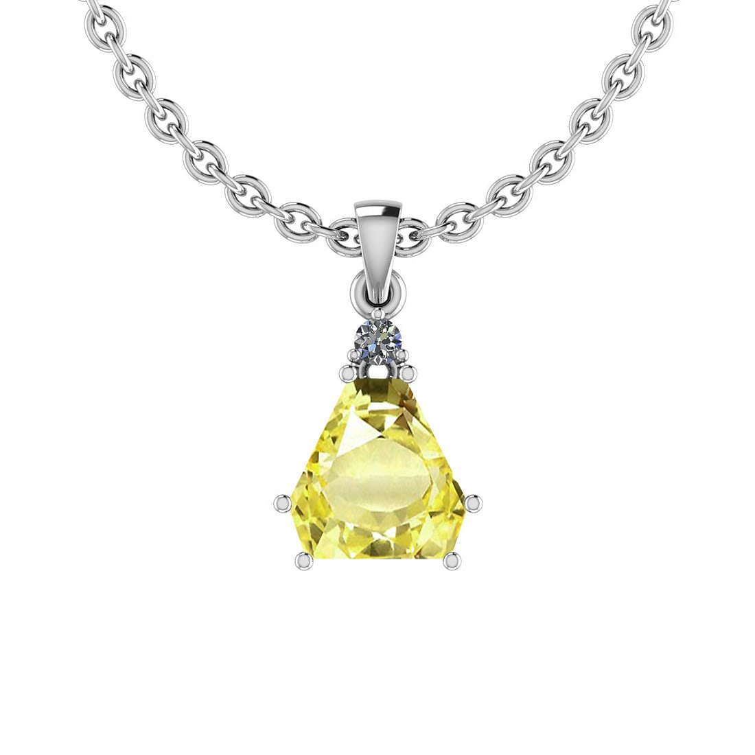 Certified 3.60 Ct Fancy Lemon And Diamond VS/SI1 Platinum Victorian Style P: Center Stone Approx Weight: 3.57 Ctw (1 pcs Fancy Shape) Center Stone Color: Lemon Topaz Center Stone Setting: Prong Side Stone Approx Weight: 0.03 ctw Side Stone Color: G-H Stone Clarity: VS/SI1