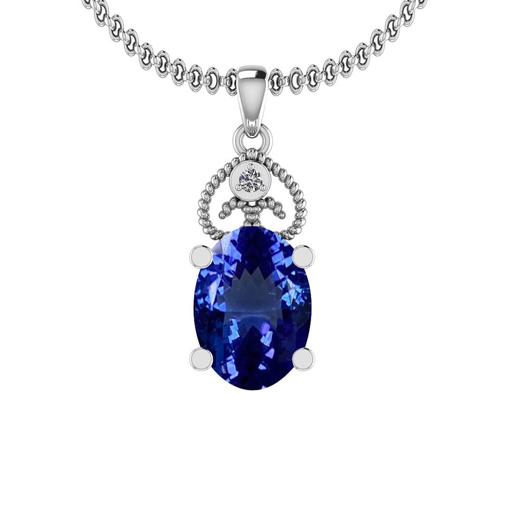 Certified 4.68 Ctw VS/SI1 Tanzanite and Diamond 14K White Gold Vintage Styl: Color Stone Approx Weight: 4.65 Ctw (1 pcs Oval) Center Stone Color: Tanzanite Center Stone Setting: Prong Side Stone Approx Weight: 0.03 Ctw Side Stone Color: G-H Stone Clarity: VS/SI1 Stone