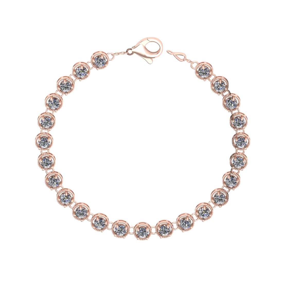 6.00 Ctw SI2/I1 Diamond Ladies Fashion 18K Rose Gold Tennis Bracelet: Diamond Stone Weight ; 6.00 Ctw (Round Cut) Diamond Stone Color : White J-KDiamond Stone Clarity : SI2/I1 Center Stone Setting : Prong Metal Weight : Approx 11.80 Gram 18K Rose Gold Tennis Bracelet Si