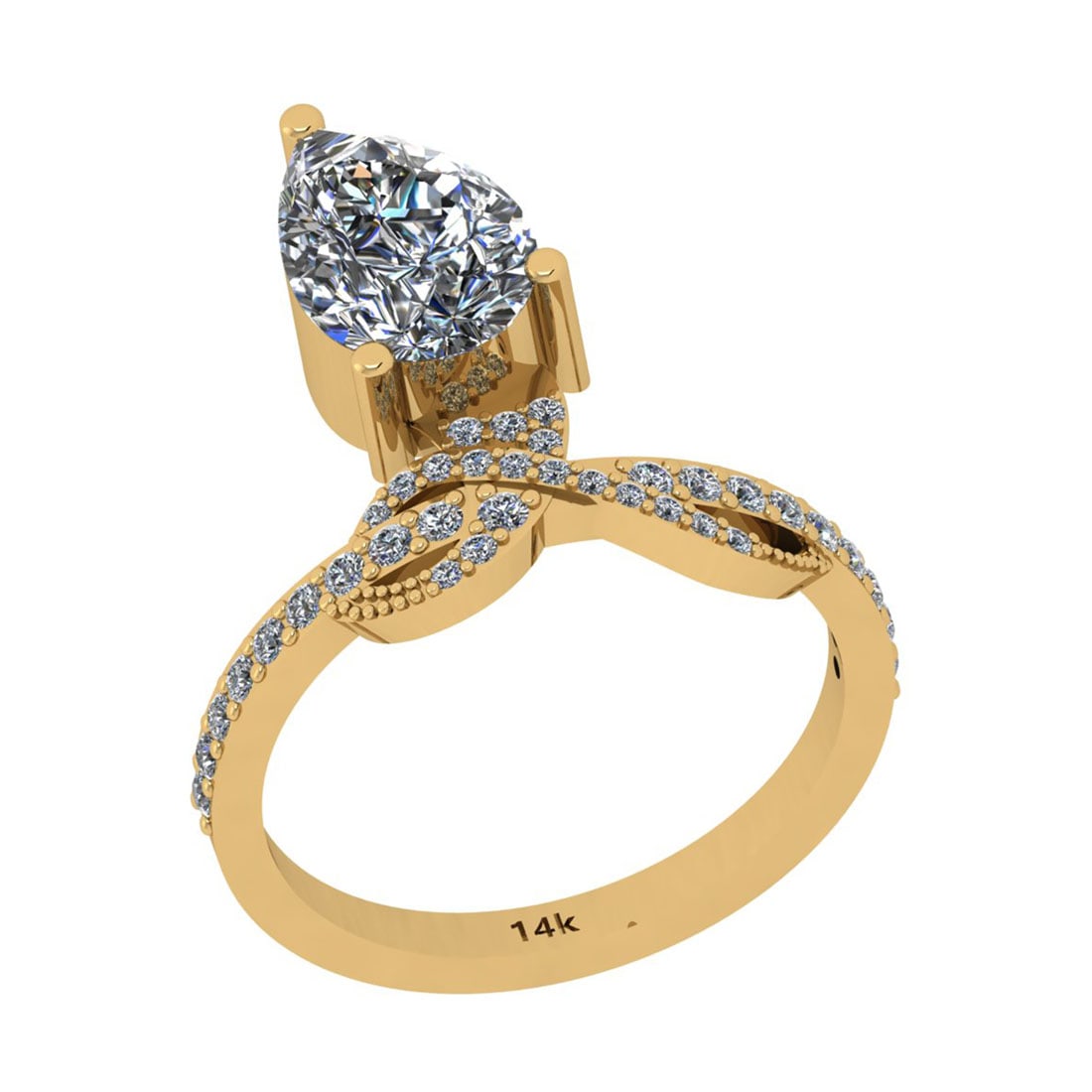 2.48 Ctw SI2/I1 Diamond 14K Yellow Gold Anniversary Ring (Pear Cut Center S (1 of 2)