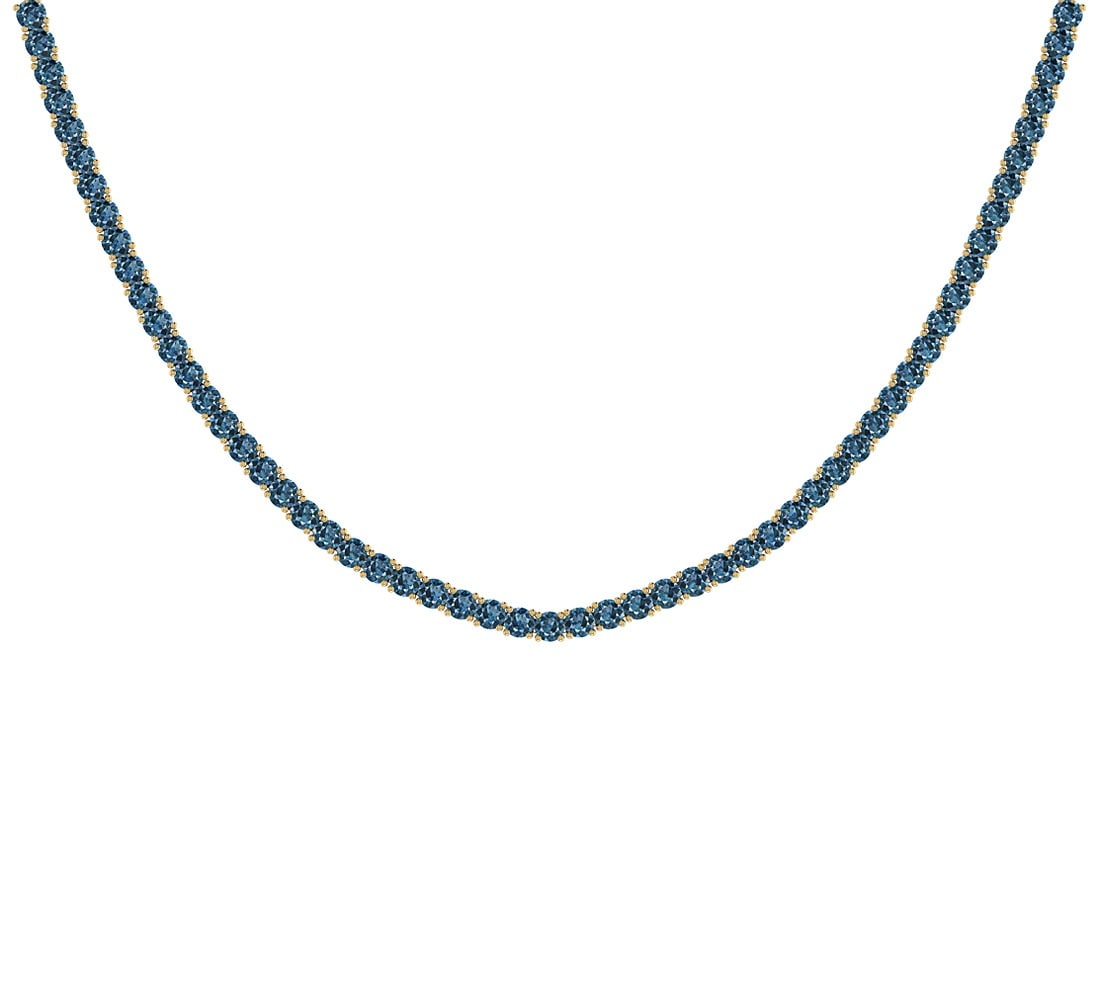 2.28 Ctw i2/i3 Treated Fancy Blue Diamond 14K Yellow Gold Slide Necklace: Center Diamond Weight : 2.28 Ctw ( Round cut) Center Diamond Color : Treated Fancy Blue Dimaond Center Clarity : i2/i3 Center Stone Setting : Prong Metal Weight : Approx 14.20 Gram 14K Yellow Gold