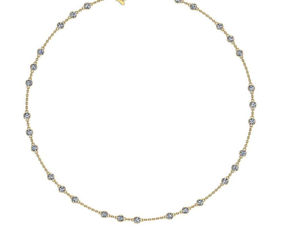 0.90 Ctw SI2/I1 Diamond 14K Yellow Gold Station Necklace: Center Diamond Weight : 0.90 Ctw (Round Cut) Center Diamond Color :- J-K Center Clarity : SI2/I1 Stone Setting : Metal Weight : Approx 4.00 Gram 14K Yellow Gold Station Necklace Size-18 Inch