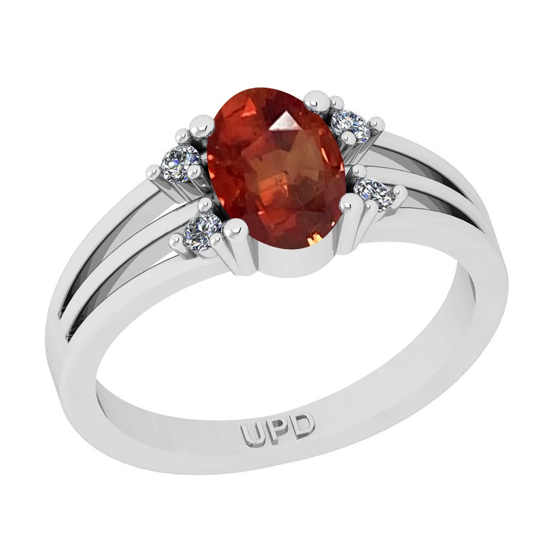 1.35 Ctw I2/I3 Red sapphire And Diamond 14K White Gold Promises Ring: Center Stone Weight : 1.25 Ctw ( Oval Cut) Center Stone Color :-Red sapphire Stone Setting : Prong Side Stone Weight Of Ctw 0.10 Ctw Side Stone Color : J-K Stone Clarity : I2/I3 Stone Setting : Prong