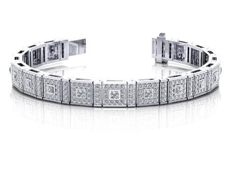 14KT WHITE GOLD 5 CTW G-H SI2/SI3 BEZEL SET PRINCESS DIAMOND BRACELET: 14KT WHITE GOLD 5 CTW G-H SI2/SI3 BEZEL SET PRINCESS DIAMOND BRACELET #PAPPS20276v5