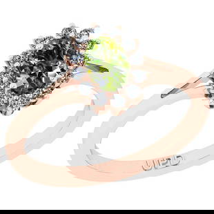 0.64 Ctw I2/I3 Green Sapphire And Diamond 10K Rose Gold Promises Ring: Center Stone Weight : 0.50 Ctw ( Oval Cut) Center Stone Color :-Green Sapphire Stone Setting : Prong Side Stone Weight Of Ctw 0.14 Ctw Side Stone Color : J-K Stone Clarity : I2/I3 Stone Setting :