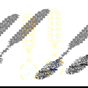 2.50 Ctw SI2/I1 Diamond 14K Yellow Gold Earrings: Center Diamond Weight : 1.40 Ctw (Oval Cut) Center Diamond Color : J-K Center Stone Setting : Prong Center Stone Clarity : SI2/I1 Side Stone Weight Of Ctw 1.10 Ctw Side Stone Color : J-K Stone