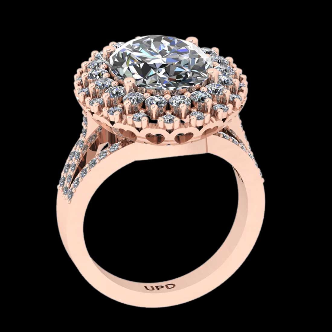 5.42 Ctw VS/SI1 Diamond14K Rose Gold Engagement Ring: Center Diamond Weight : 4.10 Ctw ( Oval Cut) Center Color :-J-K Center Stone Clarity :- VS/SI1 Center Stone Setting : Prong Side Stone Weight Of Ctw 1.32 Ctw Side Stone Color : J-K Stone Clarity :