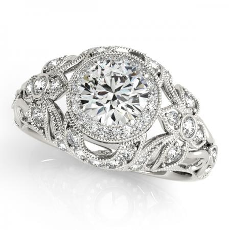 CERTIFIED PLATINUM .91 CTW J-K/VS-SI1 DIAMOND HALO ENGAGEMENT RING (1 of 1)