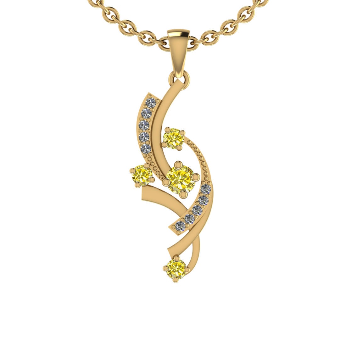 0.70 Ctw i2/i3 Treated fancy Yellow Diamond 14K Yellow Gold Pendant Necklac (1 of 1)