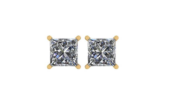Certified 1.01 CTW Princess Diamond Stud Earrings F/SI1: Certified 1.01 CTW Princess Diamond Stud Earrings F/SI1 #PAPPS84042v3