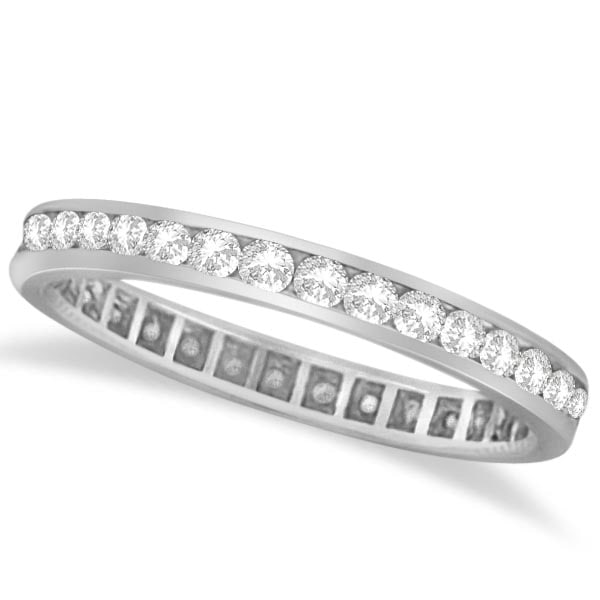 Channel Set Diamond Eternity Ring Band 14k White Gold 1.00 ctw (1 of 1)