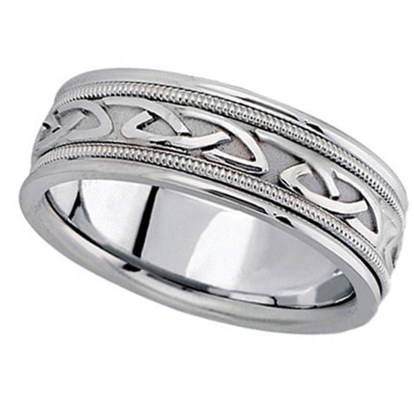 Hand Made Celtic Wedding Ring Band in platinum 6mm: CENTER STONE; CENTER STONE CLARITY; CENTER STONE COLOR; CENTER STONE SETTING; SIDE STONE CLARITY; SIDE STONE COLOR; SIDE STONE SETTING; ctw OF SIDE STONE: SIDE STONE QUALITY; #PAPPS21128v3