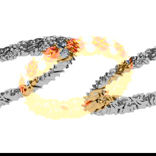 2.21 Ctw SI2/I1 Orange Sapphire And Diamond 14K Yellow Gold Eternity Band R: Center Stone Weight : 1.30 Ctw (Round Cut) Center Stone Color :-Orange Sapphire Center Stone Setting : Prong Side Stone Weight Of Ctw 0.91 Ctw Side Stone Color : J-K Stone Clarity :SI2/I1 Stone