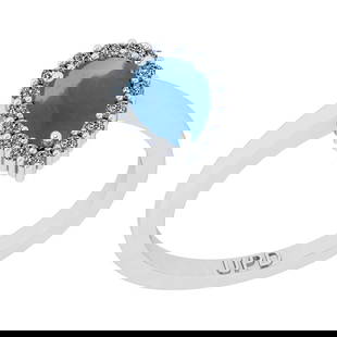 2.45 Ctw I2/I3 Aquamarine And Diamond 14K White Gold Engagement Ring: Center Stone Weight : 2.10 Ctw ( Pear Cab) Center Stone Color :-Aquamarine Stone Setting : Prong Side Stone Weight Of Ctw 0.35 Ctw Side Stone Color : J-K Stone Clarity : I2/I3 Stone Setting : Prong