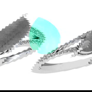 2.67 Ctw SI2/I1 Emerald And Diamond 14K White Gold Ring: Color Stone Weight : 2.50 Ctw (Pear Cut ) Center Stone Color : Emerald Center Stone Setting : Prong Side Stone Weight Of Ctw 0.17 Ctw Side Stone Color : J-K Stone Clarity : SI2/I1 Stone Setting :