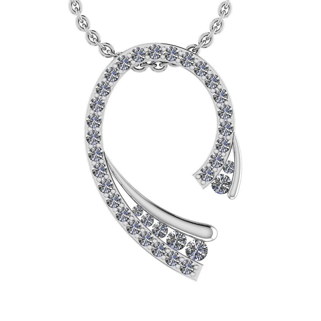 0.54 Ctw SI2/I1 Diamond 14K White Gold Necklace (1 of 1)