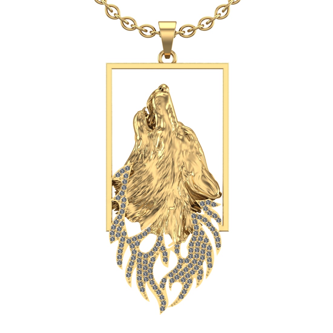 1.06 Ctw SI2/I1 Diamond 14K Yellow Gold Fox pendant necklace (1 of 1)