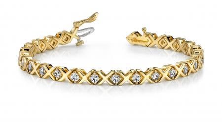 14KT YELLOW GOLD 1 CTW G-H SI2/SI3 X AND O DIAMOND BRACELET (1 of 1)