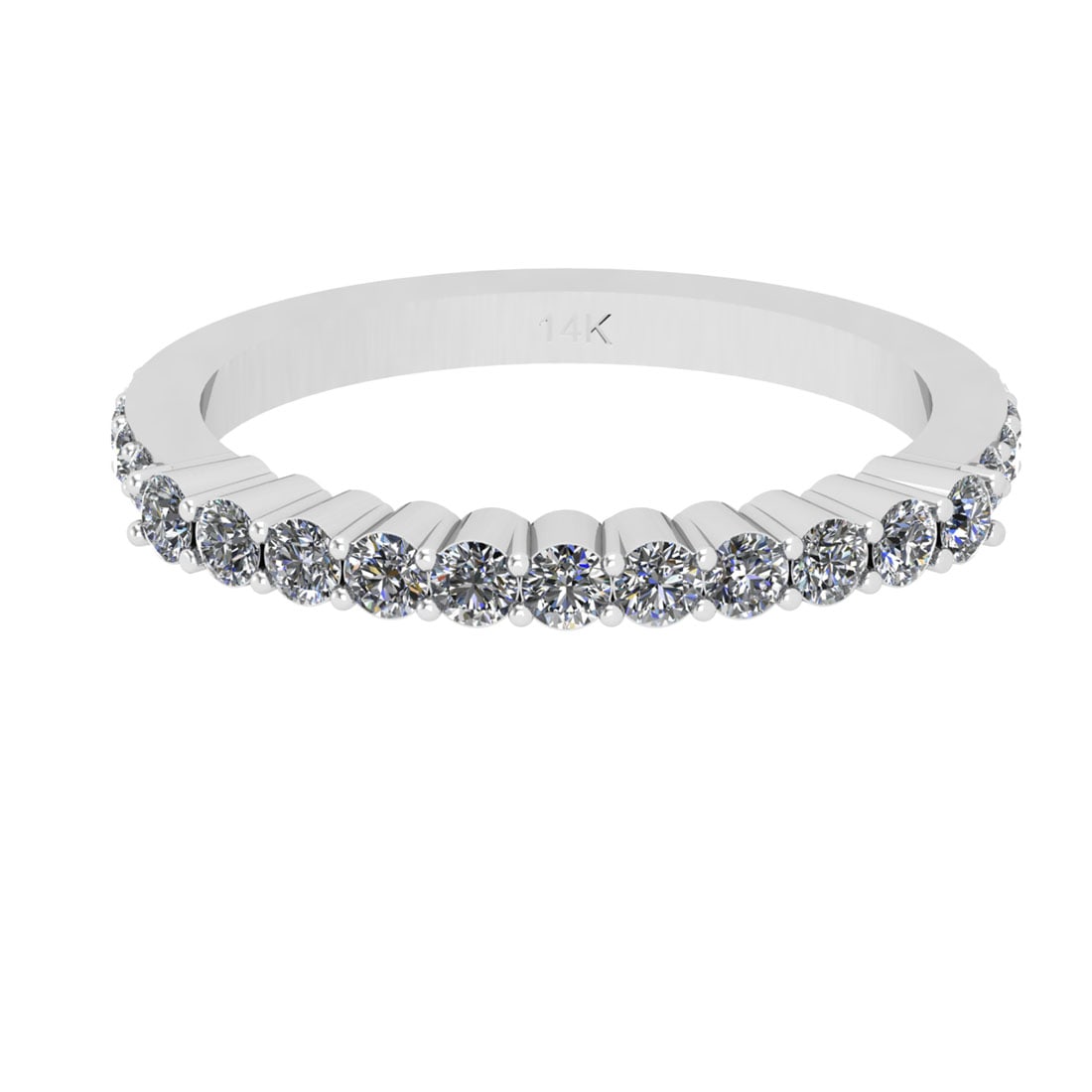 0.56 Ctw SI2/I1 Diamond 14K White Gold Entity Band Ring: Total Diamond Weight : 0.56 Ctw (Round Cut) Color : J-K Setting : Prong Stone Clarity : SI2/I1 Metal Weight : Approx 2.70 Gram 14K White Gold Entity Band Ring Current Ring Size is-6 #PAPPS93880v7