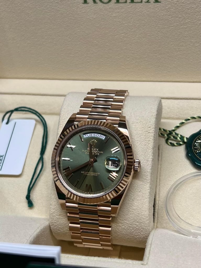 Brand New Rolex DayDate 40mm Green Dial comes with box and papers: Brand New Rolex DayDate 40mm Green Dial comes with box and papers #PAPPS94356v7