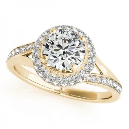 CERTIFIED 18K YELLOW GOLD 0.97 CTW J-K/VS-SI1 DIAMOND HALO ENGAGEMENT RING (1 of 1)