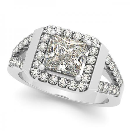 CERTIFIED PLATINUM 1.10 CTW J-K/VS-SI1 DIAMOND HALO ENGAGEMENT RING (1 of 1)