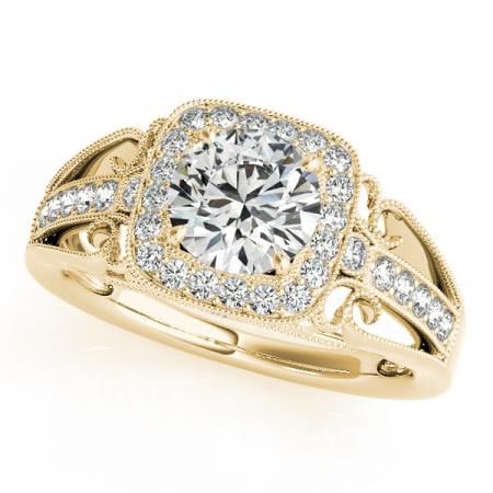 CERTIFIED 18K YELLOW GOLD 1.17 CTW J-K/VS-SI1 DIAMOND HALO ENGAGEMENT RING (1 of 1)