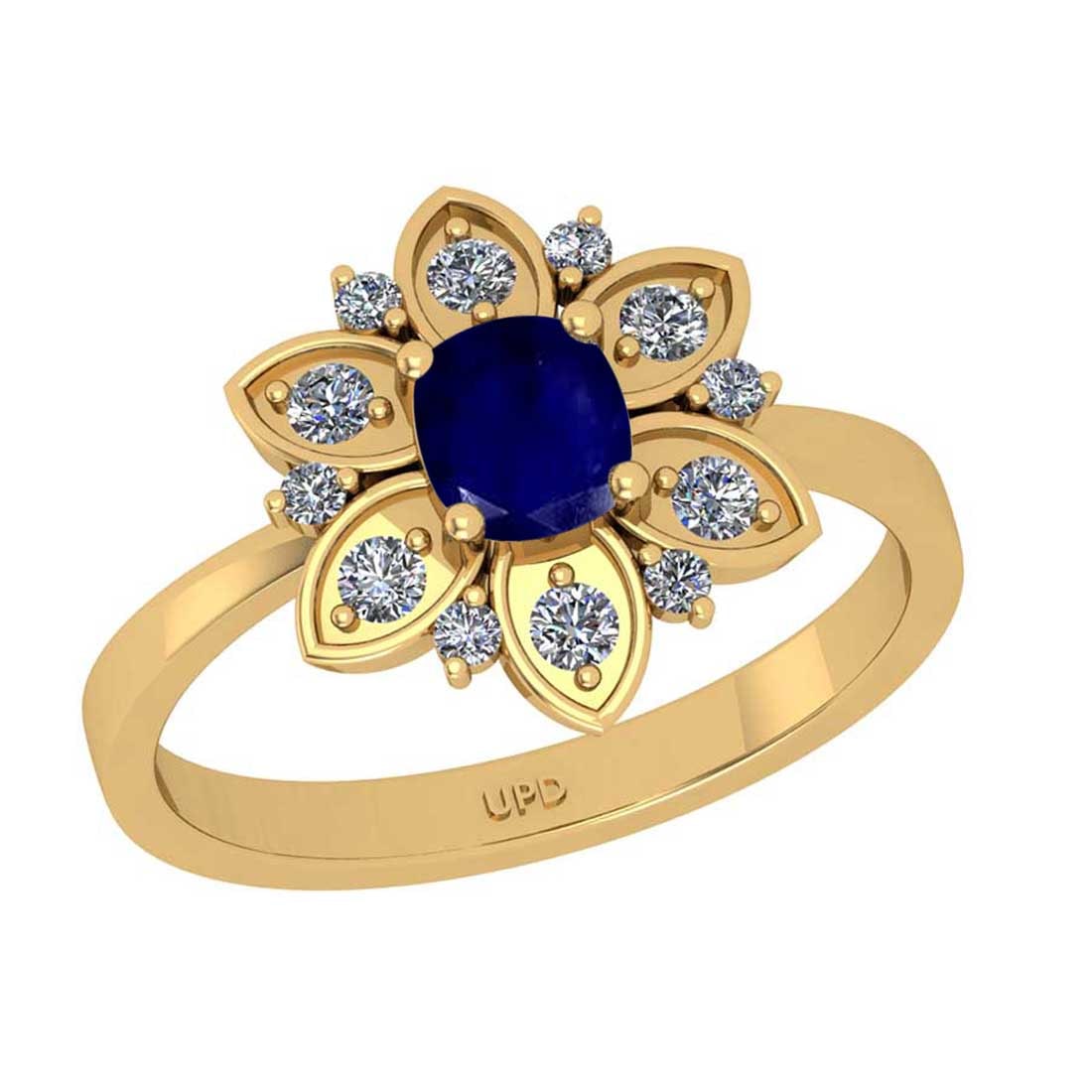1.29 Ctw SI2/I1Blue Sapphire and Diamond 14K Yellow Gold Engagement set Rin: Center Stone Weight : 1.00 Ctw ( 1pec Cushion Cut) Center stone Color :-Blue Sapphire Setting : Prong Side Diamond Weight Of Ctw 0.29 Ctw Color : J-K Clarity : SI2/I1 Stone Setting : Prong Metal Weigh