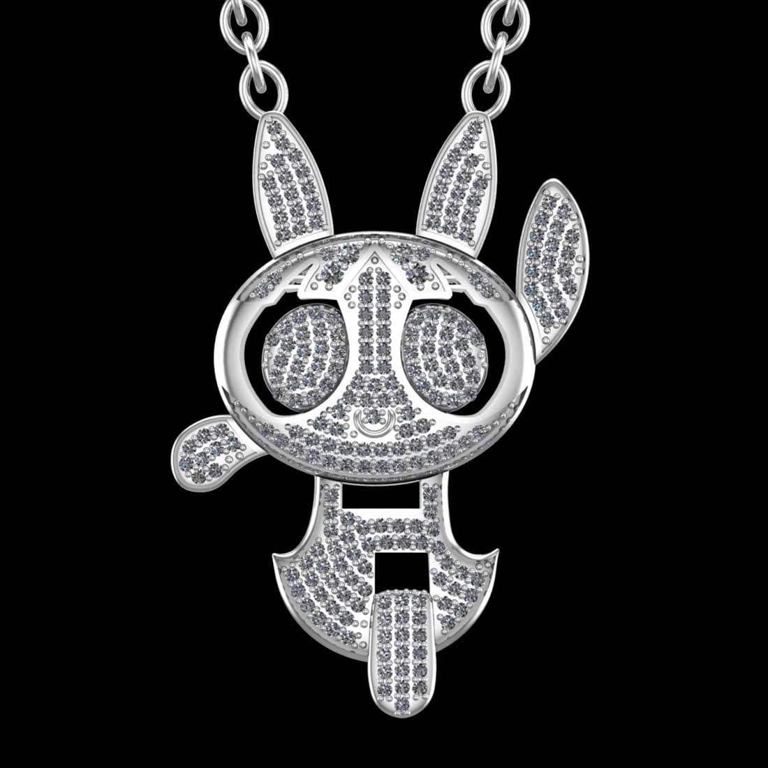 1.20 Ctw SI2/I1 Diamond 10K White Gold Charm Anime Cartoon Necklace, Flying (1 of 1)