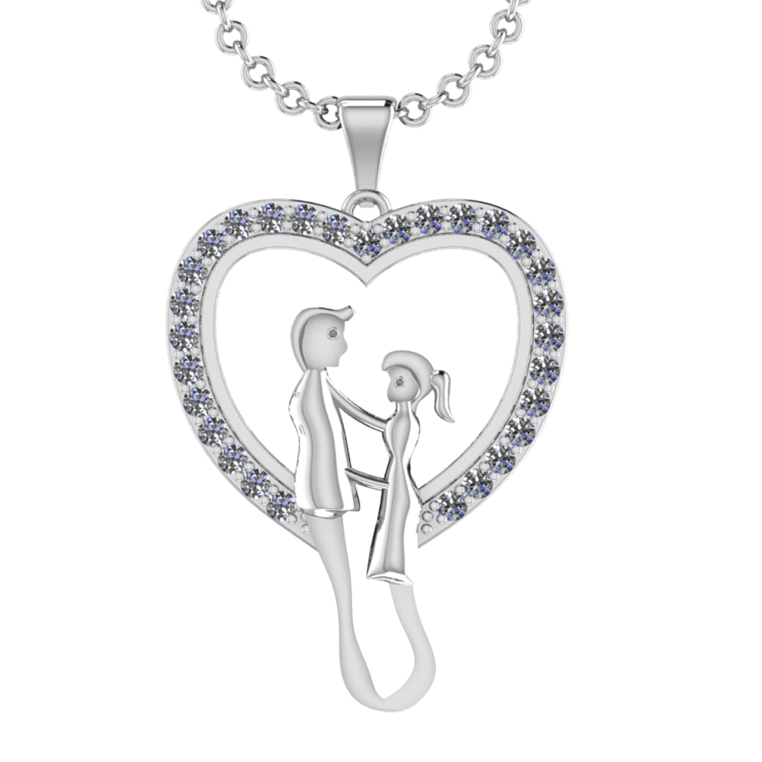 0.75 Ctw SI2/I1 Diamond 14K White Gold valentine s day theme pendant neckla (1 of 1)