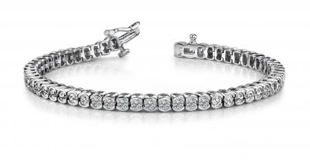 14K WHITE GOLD 2 CTW G-H I1/I2 HALF BEZEL CONFIDENCE TENNIS BRACELET: 14K WHITE GOLD 2 CTW G-H I1/I2 HALF BEZEL CONFIDENCE TENNIS BRACELET #PAPPS23446v5