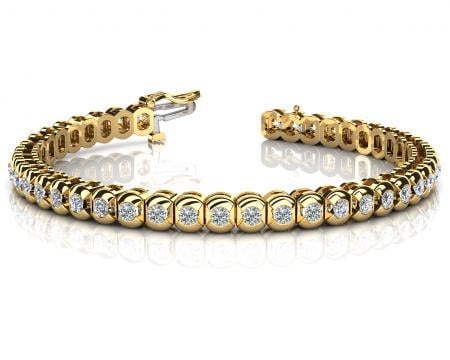 14K YELLOW GOLD 1 CTW G-H SI2/SI3 HALF BEZEL DIAMOND TENNIS BRACELET: 14K YELLOW GOLD 1 CTW G-H SI2/SI3 HALF BEZEL DIAMOND TENNIS BRACELET #PAPPS20061v5