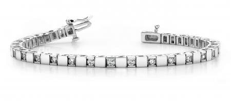14KT WHITE GOLD 1 CTW G-H VS2/SI1 ALTERNATING DIAMOND BLOCK TENNIS BRACELET (1 of 1)
