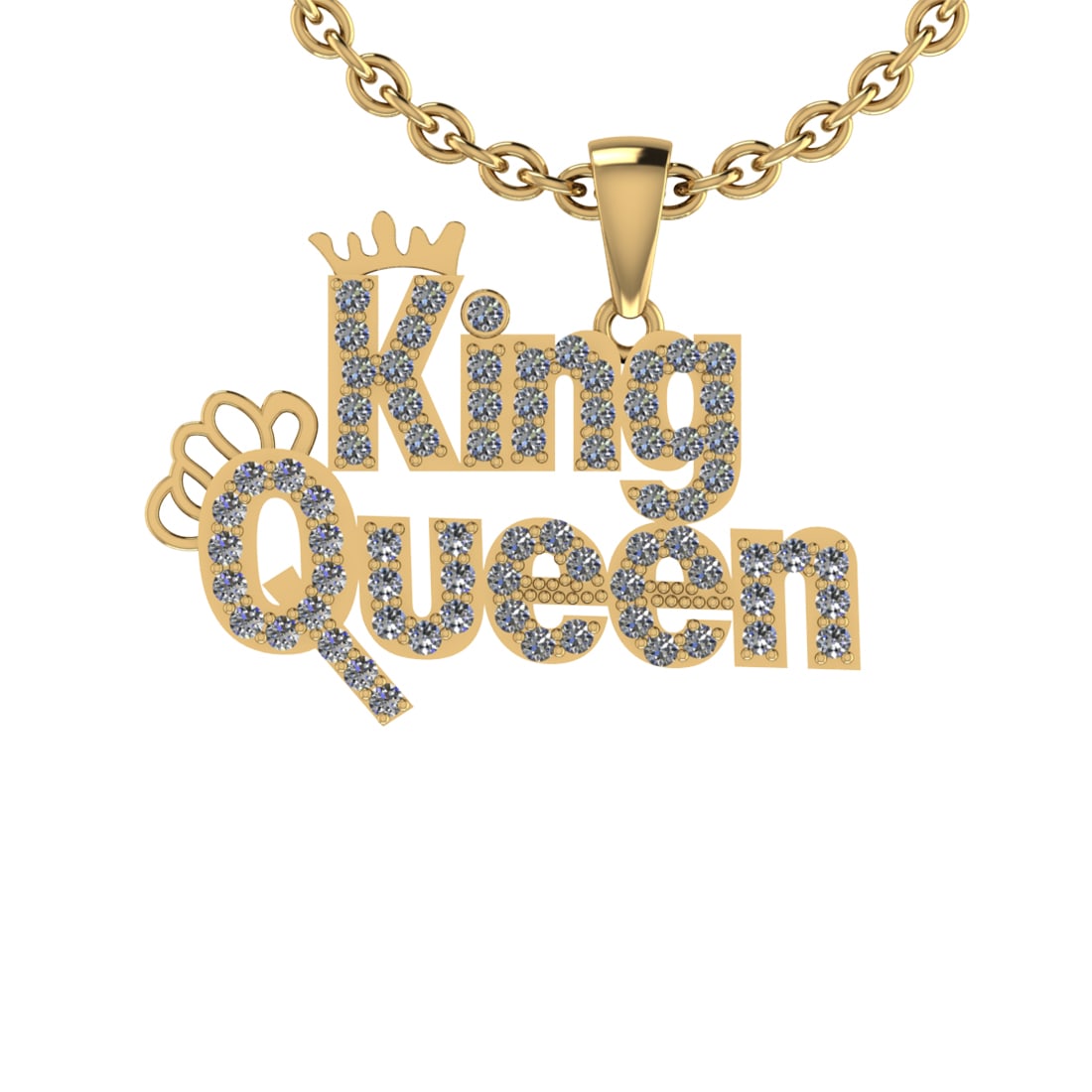 1.03 Ctw SI2/I1 Diamond 14K Yellow Gold Valentine Special King & Queen Neck (1 of 1)