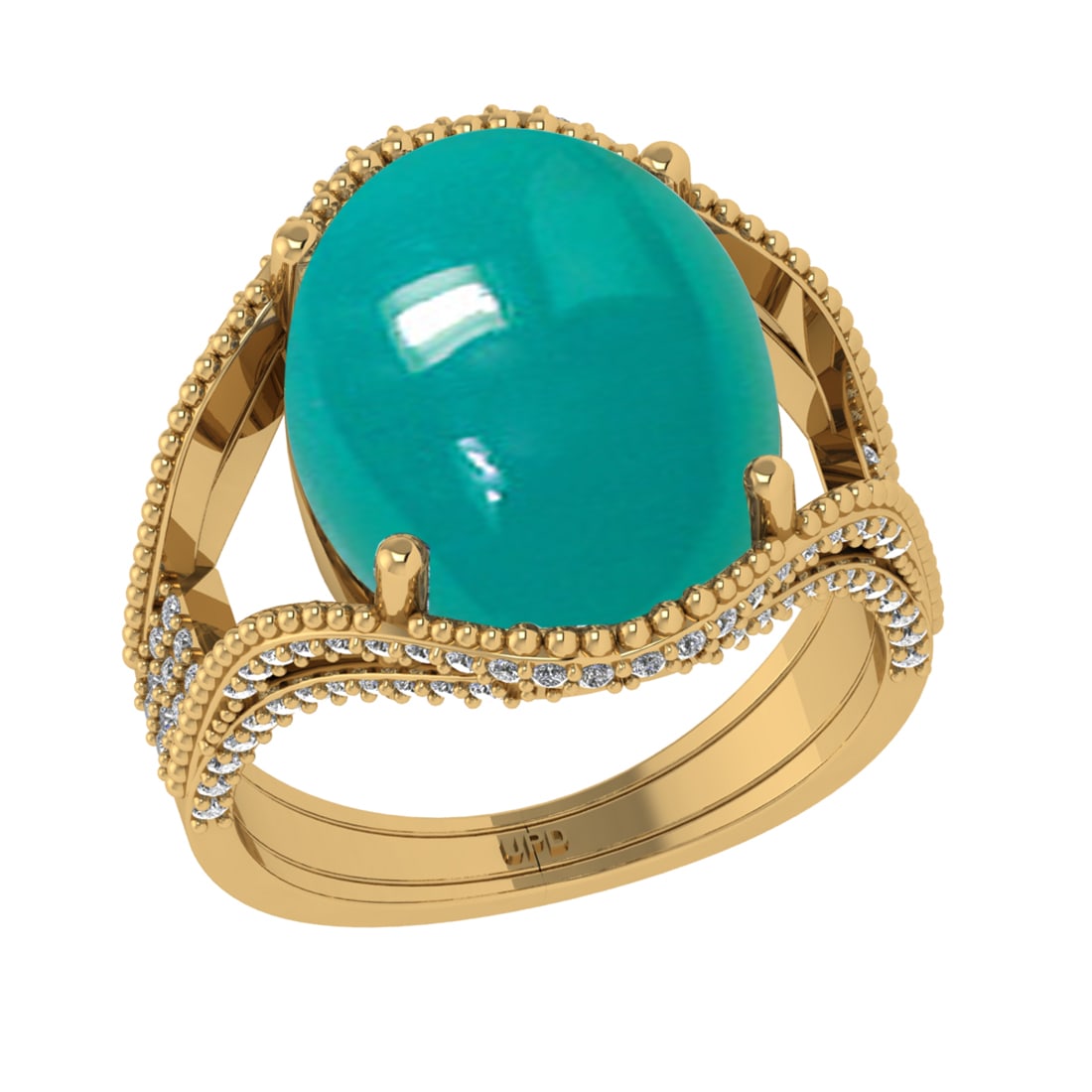 10.08 Ctw VS/SI1 Emerald and Diamond 14k Yellow Gold Engagement Ring: Center Stone Weight : 9.52 Ctw ( Oval Cab) Center Stone Color :-Emerald Setting : Prong Side Weight Of Ctw 0.56 Ctw Color : J-K Clarity : VS/SI1 Stone Setting : Prong Metal Weight : Approx 6.90 gram 1