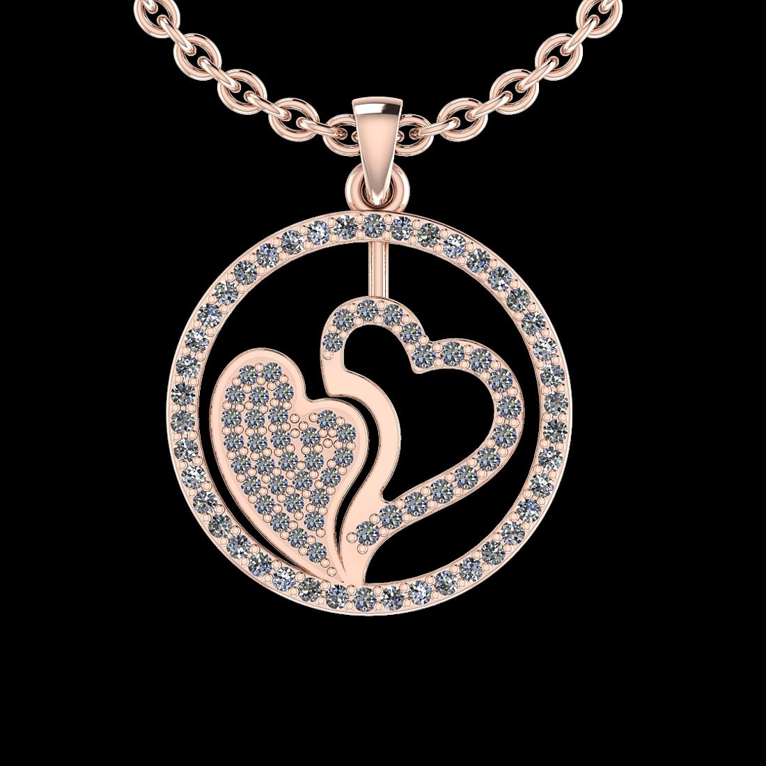 0.36 Ctw SI2/I1 Diamond 14K Rose Gold Pendant Necklace (1 of 1)