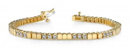 14KT YELLOW GOLD 1 CTW G-H SI2/SI3 TRIPLE BEZEL DIAMOND BRACELET (1 of 1)
