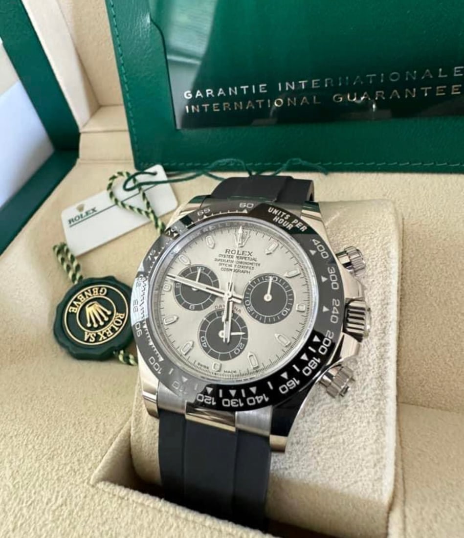 New Rolex 18k White Gold Daytona on Oysterflex Comes with Box & papers: New Rolex 18k White Gold Daytona on Oysterflex Comes with Box & papers #PAPPS18305v8