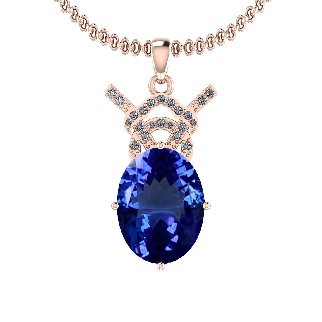 Certified 7.10 Ctw VS/SI1 Tanzanite And Diamond 14K Rose Gold Vintage Style: Center Stone Approx Weight: 6.98 Ctw (1 Pcs Oval Cut) Center Stone Color: Tanzanite Center Stone Setting: Prong Side Stone 0.12 Ctw Side Stone Color: G-H Stone Clarity: VS/SI1 Stone Setting: Prong Met