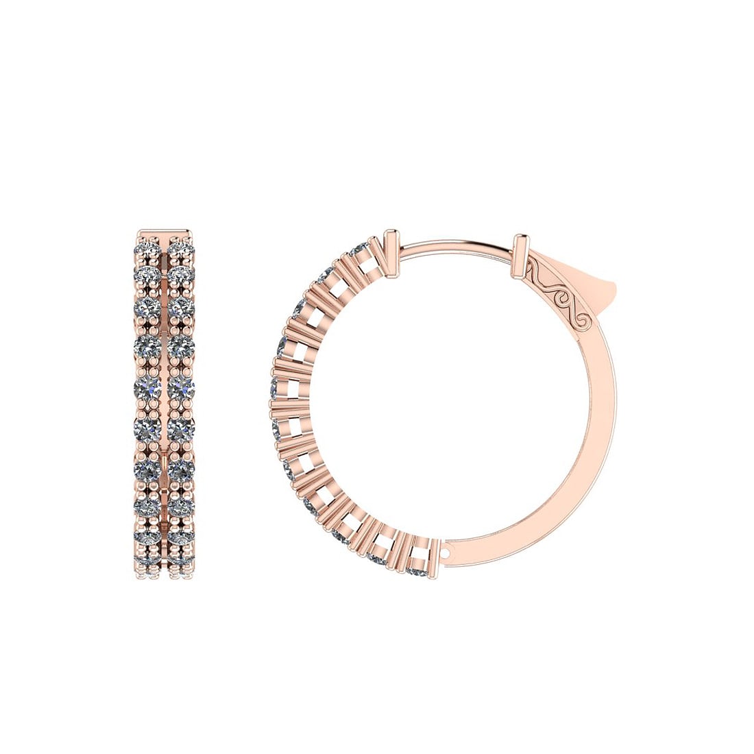 1.20 Ctw SI2/I1 Diamond Prong Set 14K Rose Gold Huggie Earrings: Center Diamond Weight : 1.20 Ctw (Round Cut) Center Diamond Color :- J-K Center Clarity : SI2/I1 Stone Setting : Prong Metal Weight : Approx 6.00 Gram 14K Rose Gold Huggie Earrings Size 0.70 Inch MJ40