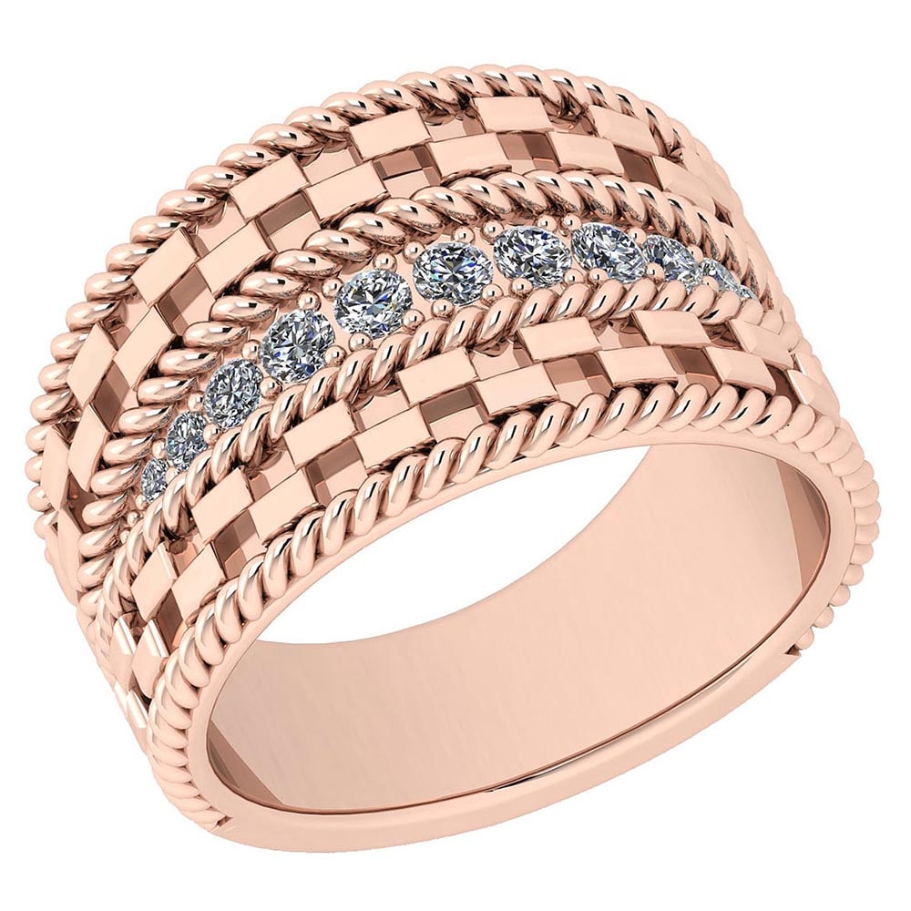 Certified 0.24 Ctw Diamond VS/SI1 14K Rose Gold Band Ring Made In USA: Center Stone Approx Weight ; 0.24 Ctw (11 Pcs Round) Stone Color: White G-H Diamond Stone Clarity: VS/SI1 Color Stone Setting ; Prong Metal Approx Weight: 7.50 Gram 14K Rose Gold Band Made In USA