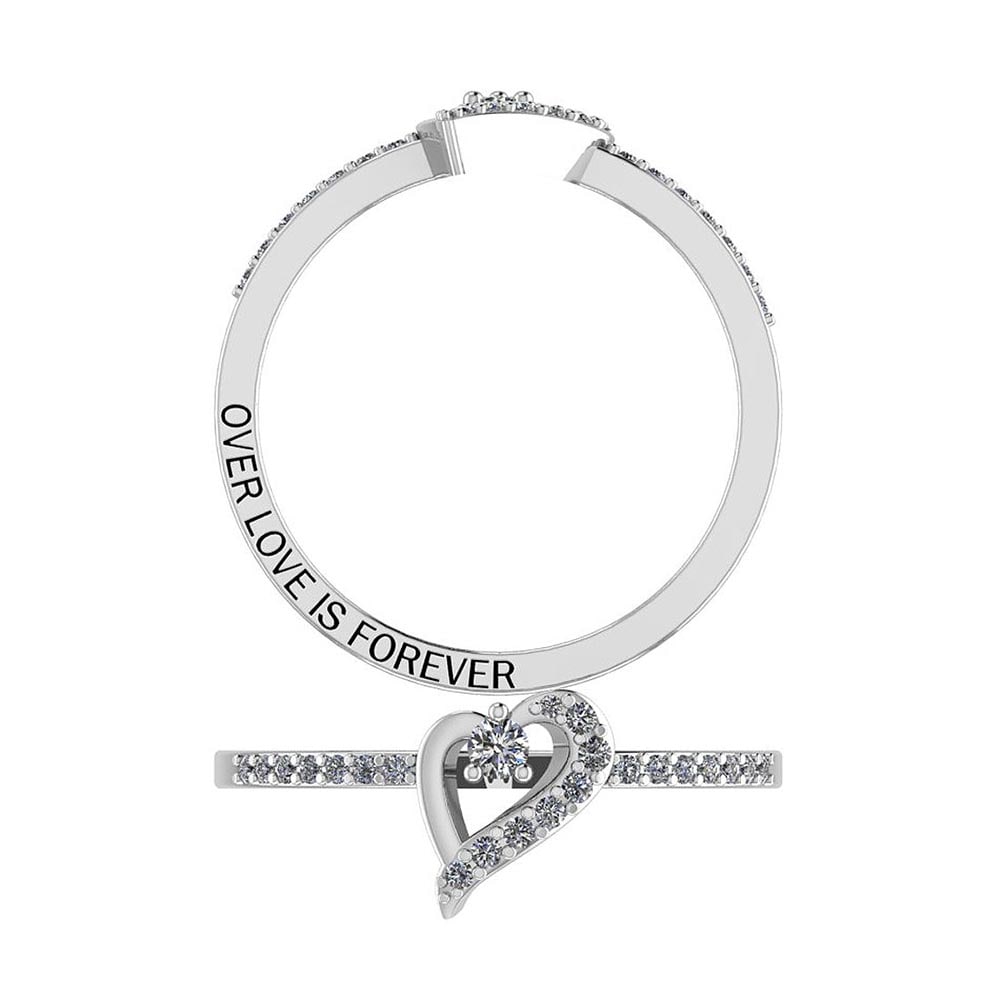 Certified 0.15 Ctw Diamond SI1/SI2 Valentine Collection Free Engraved Band: Center Stone Approx Weight: 0.15 Ctw (23 Pcs Round) Center Stone Color: G-H Center Stone Clarity: SI1/SI2 Center Stone Setting: Prong Metal Approx Weight: 2.20 Gram 14K White Gold Engraved Band Ring s