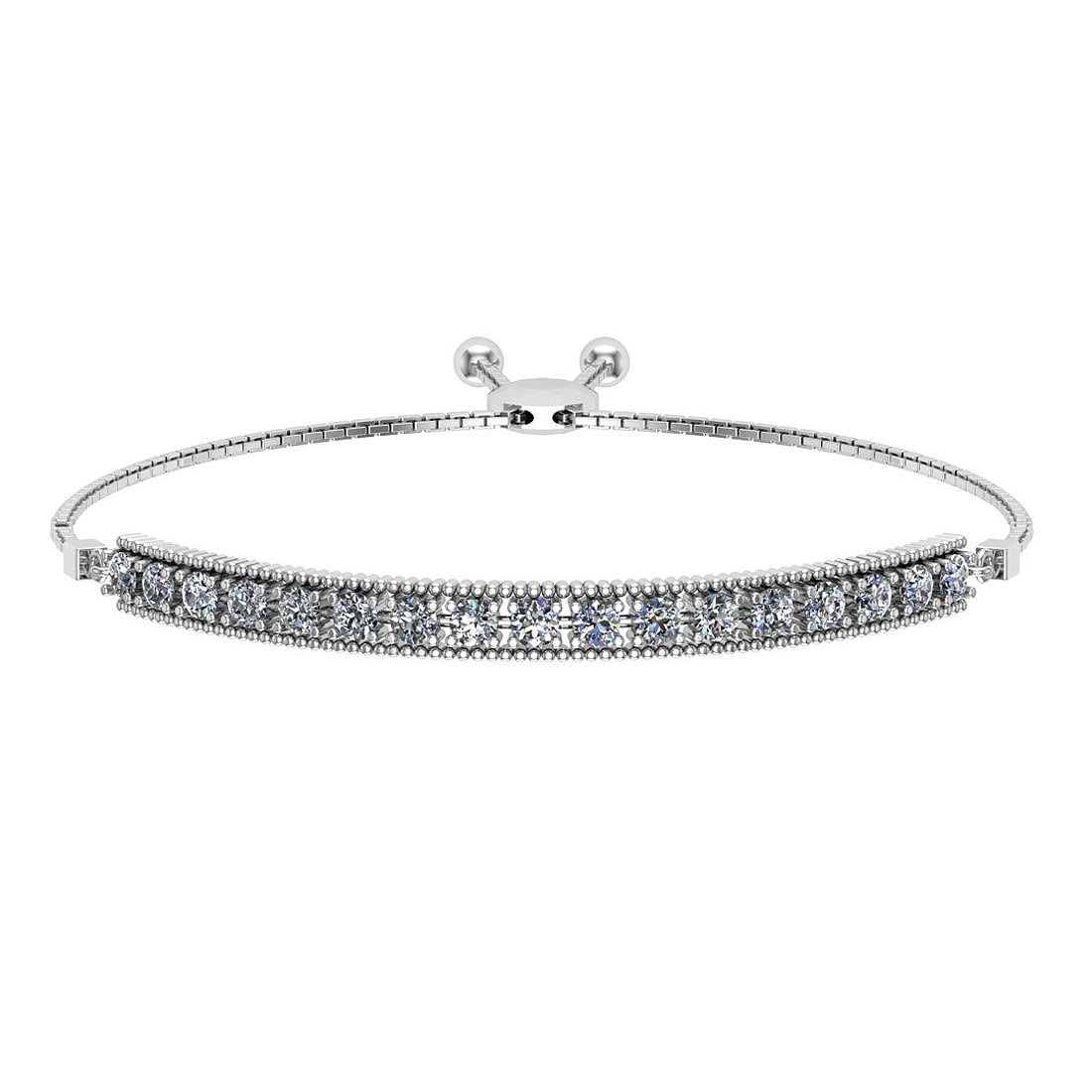 0.50 Ctw SI2/I1 Diamond Prong Set 14K White Gold Slide Bracelet: Center Diamond Weight : 0.50 Ctw (Round Cut) Center Diamond Color :- J-K Center Clarity : SI2/I1 Stone Setting : Prong Metal Weight : Approx 6.20 Gram 14K White Gold Slide Bracelet MJ3413-1.7SB #PAPPS
