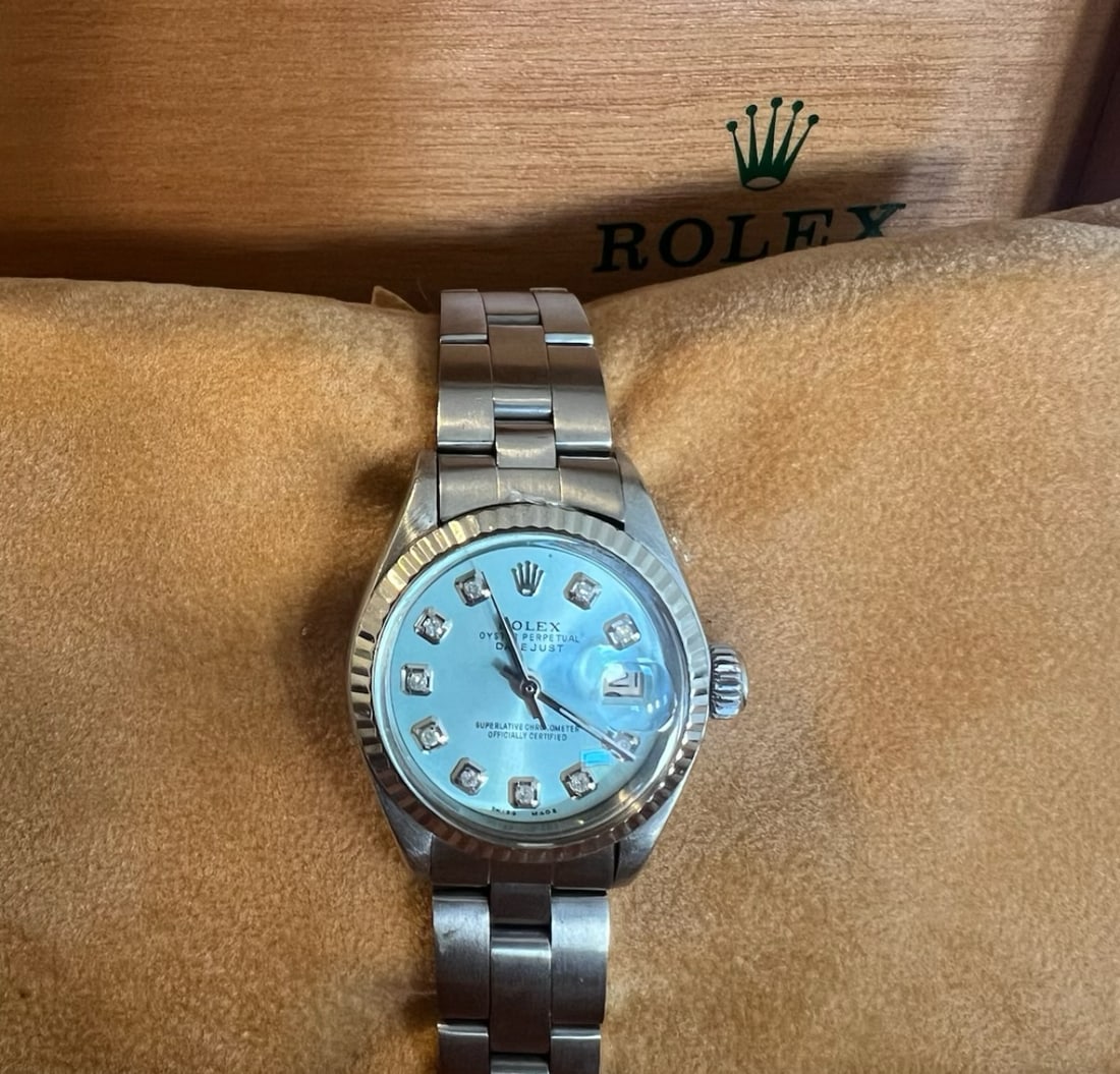 Custom 26mm Diamond Dial Stainless Steel Rolex comes with Box & Appraisal: Custom 26mm Diamond Dial Stainless Steel Rolex comes with Box & Appraisal #PAPPS33084v8